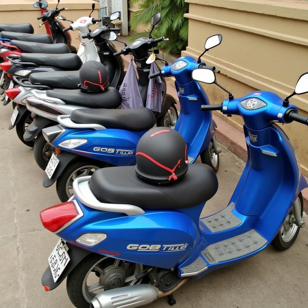 Dan xe may cho thue tai Gomoto Tam Ky doi moi day du phu kien san sang phuc vu du khach