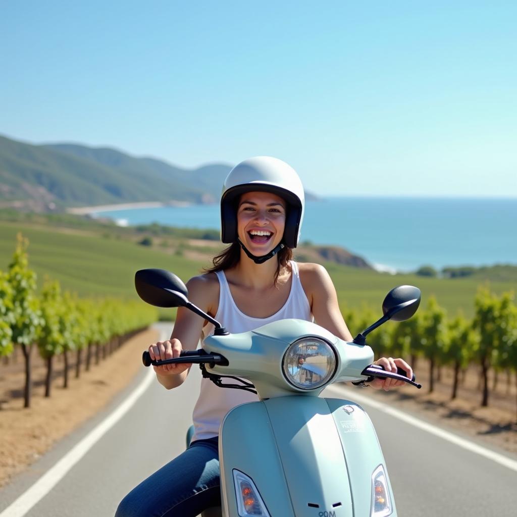 Du khách thuê xe máy GOMOTO Phan Rang tự do khám phá cảnh đẹp biển vườn nho
