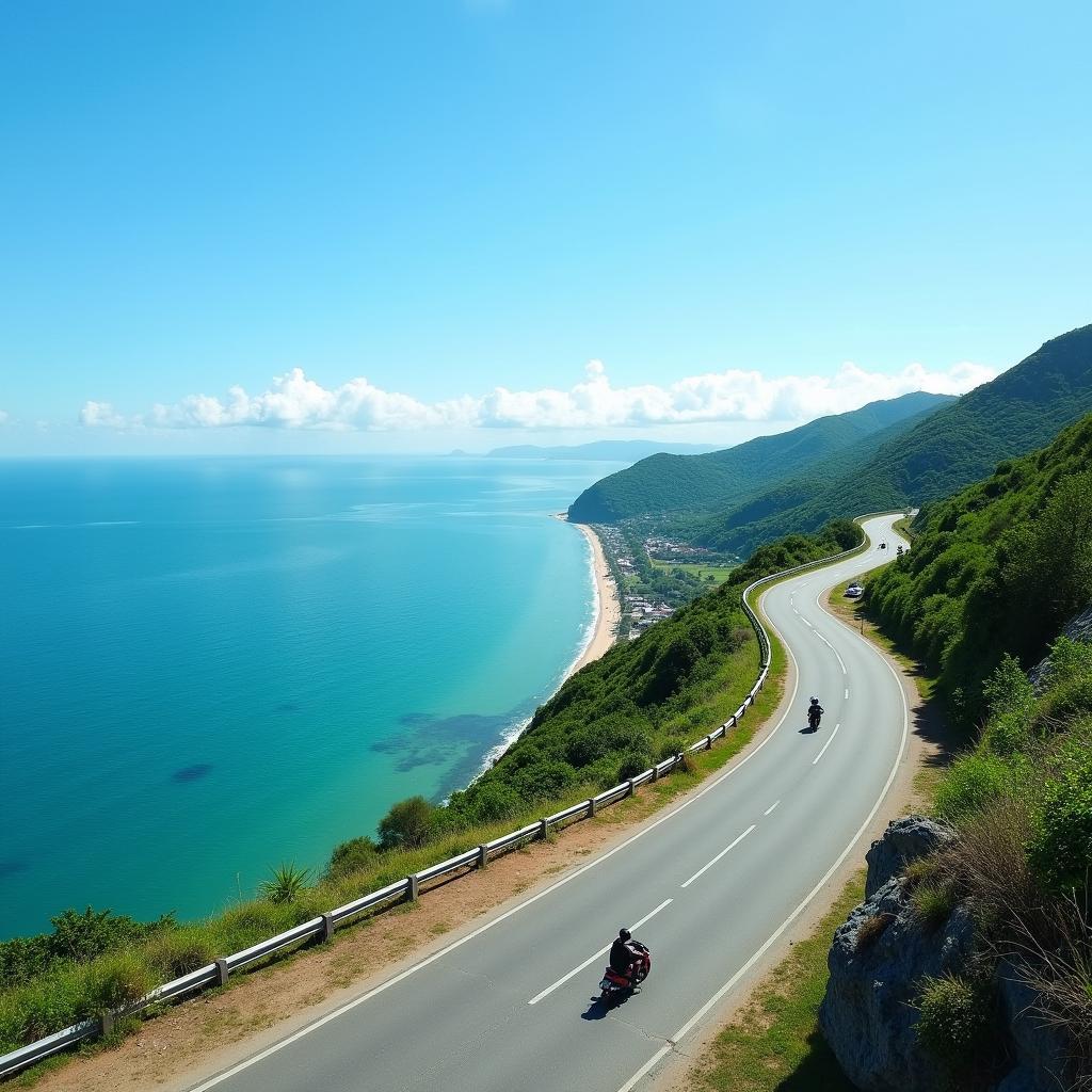 Hinh anh duong bien tuyet dep tai Binh Thuan phu hop phuot xe may tu do