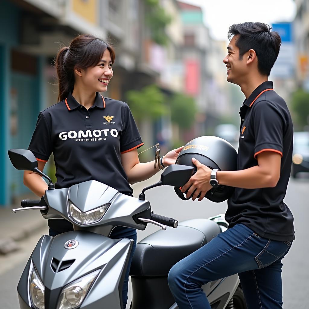 Xe may GOMOTO giao tan noi cho khach du lich o Hai Phong