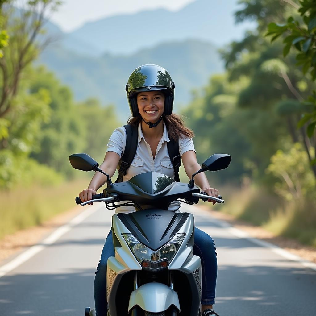 Khách du lịch trải nghiệm thuê xe máy Nam Định từ GOMOTO trên cung đường đẹp