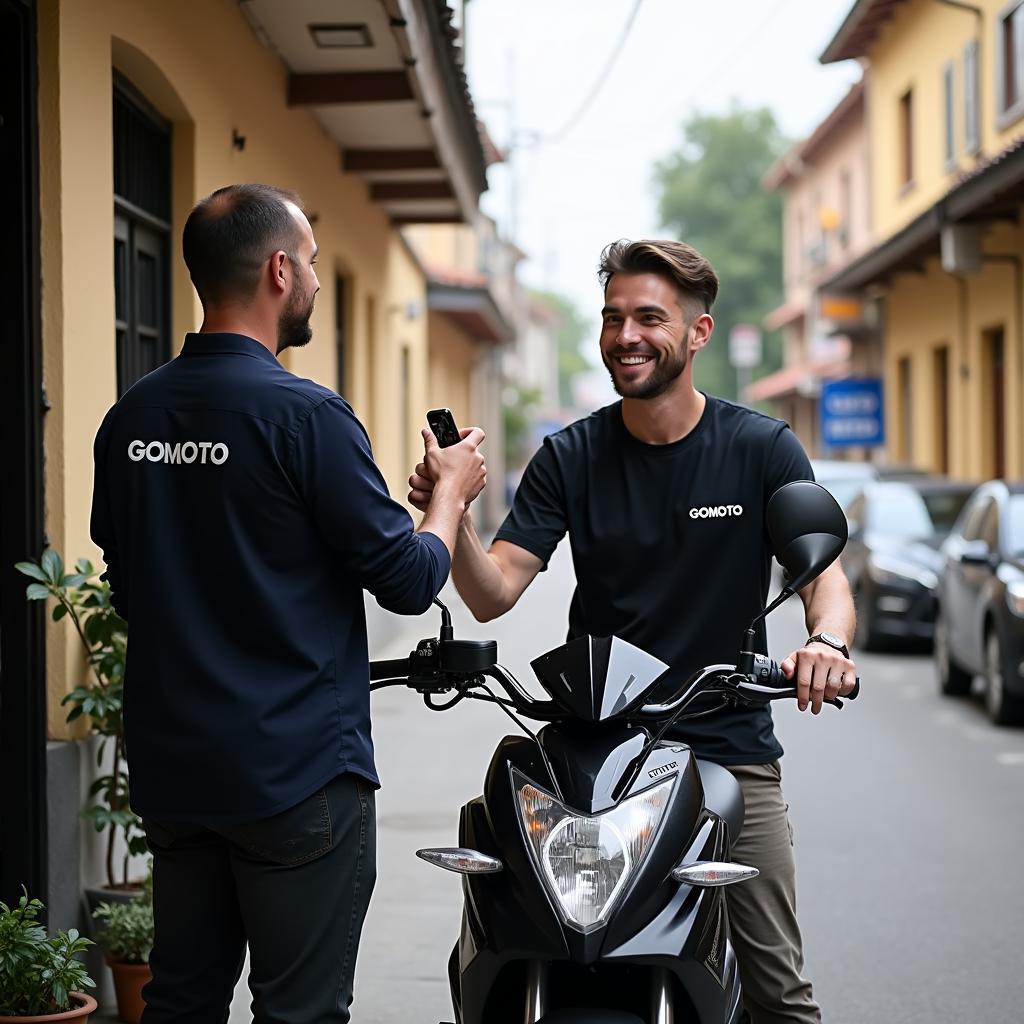 Hinh anh xe may duoc giao tan noi cho khach du lich thue xe may Sa Dec 